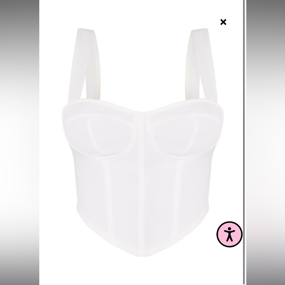 PLT White Corset Crop Top